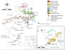 Carte du vignoble de Champagne